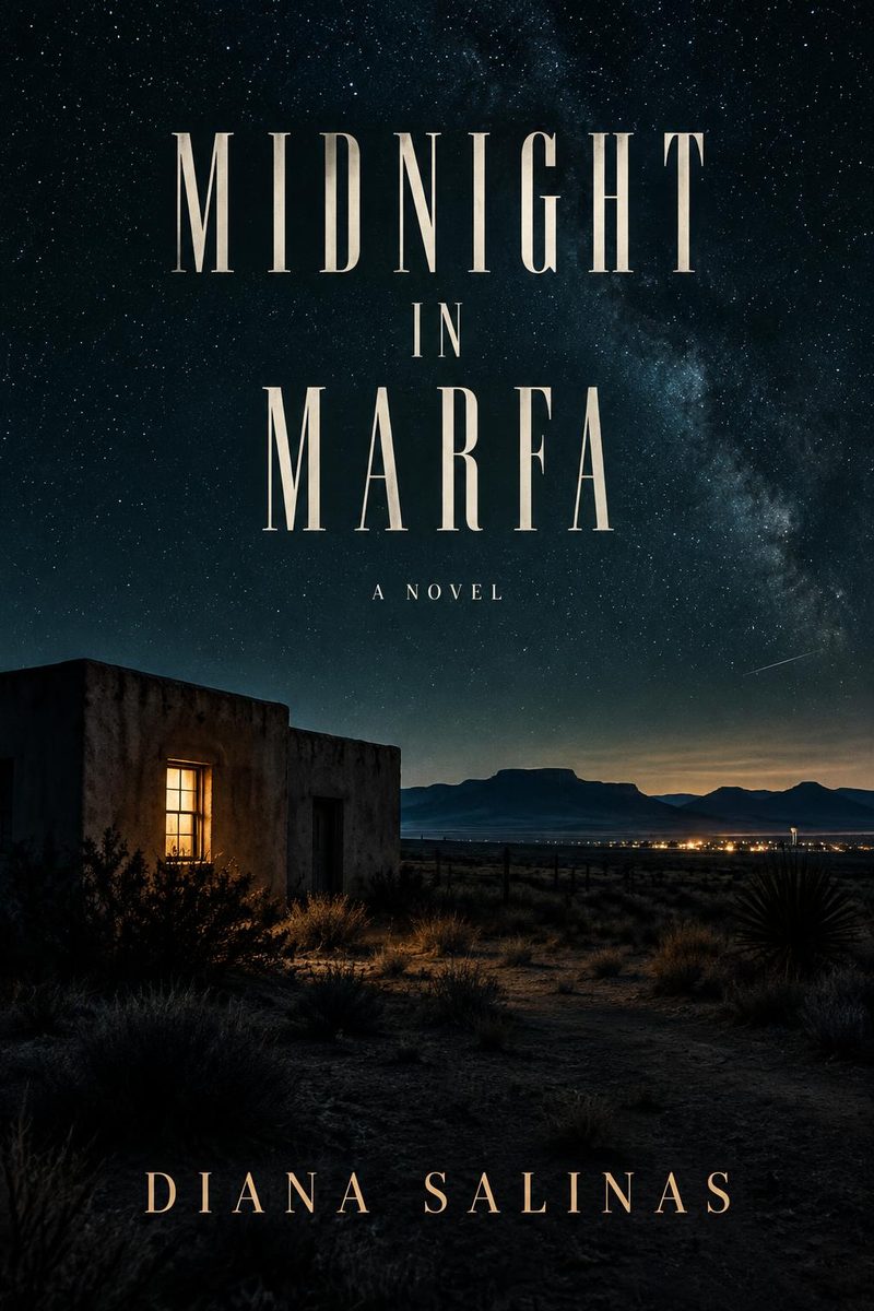 Midnight in Marfa — Fiction book cover designed by Texan Publishers